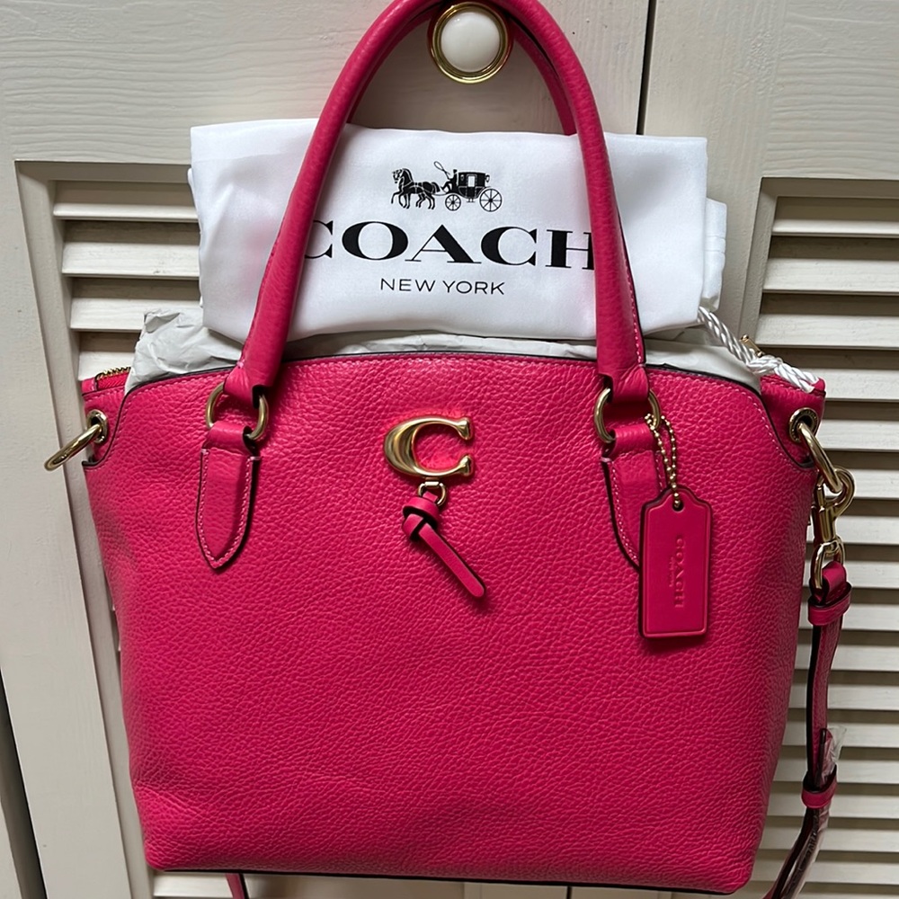 Coach Hot Pink Leather Remi
Satchel Crossbody Gold Hardware Handbag Brand New